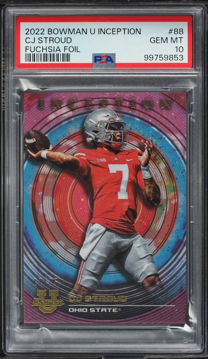 2022 Bowman University Inception Fuchsia Foil C.J. Stroud ROOKIE /75 PSA 10 GEM