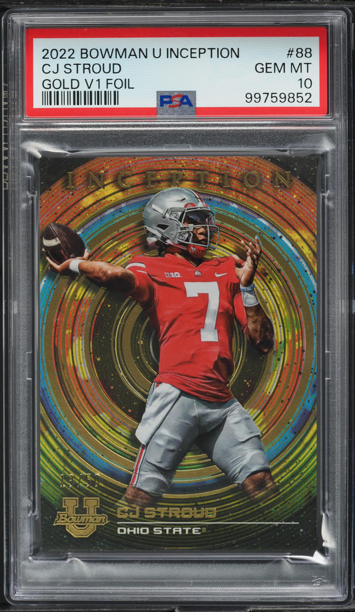 2022 Bowman University Inception Gold V1 Foil C.J. Stroud ROOKIE /50 PSA 10 GEM