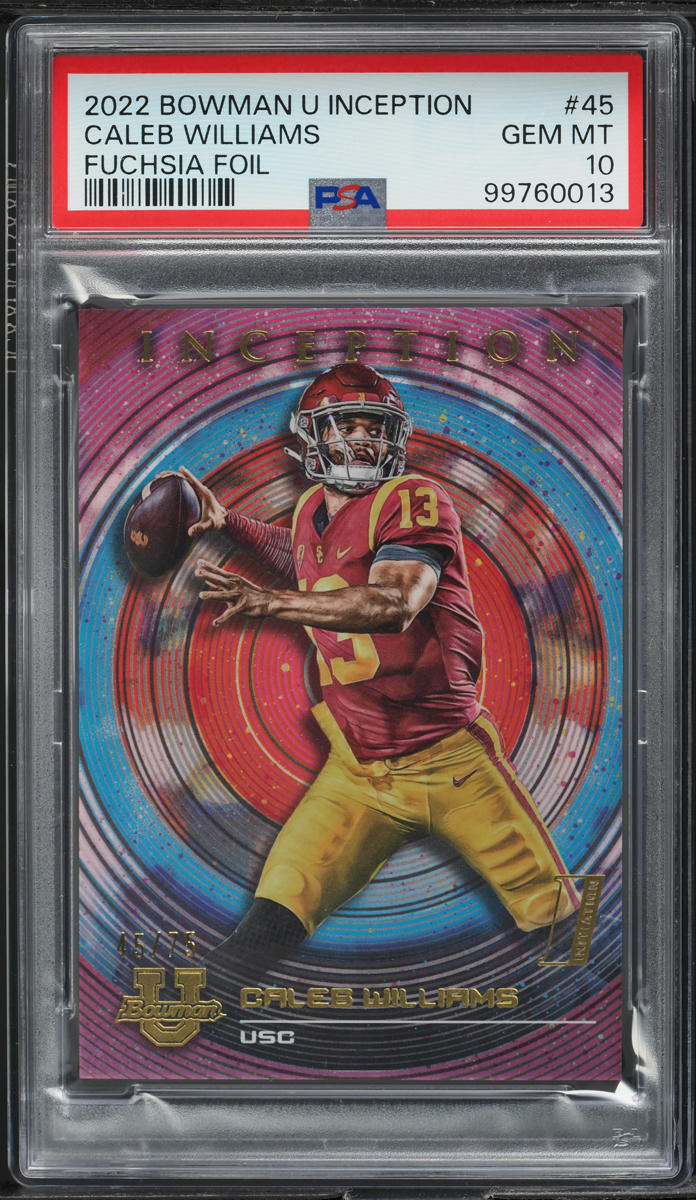 2022 Bowman University Inception Fuchsia Foil Caleb Williams ROOKIE /75 PSA 10