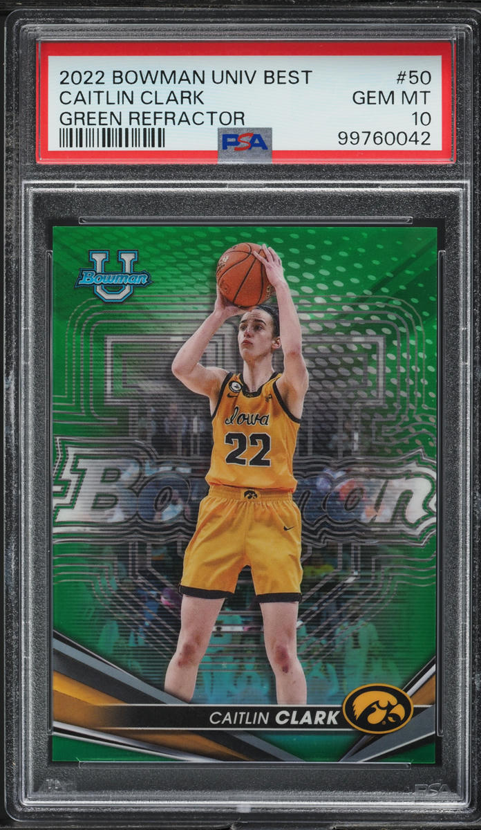 2022 Bowman University Best Green Refractor Caitlin Clark ROOKIE /99 PSA 10 GEM