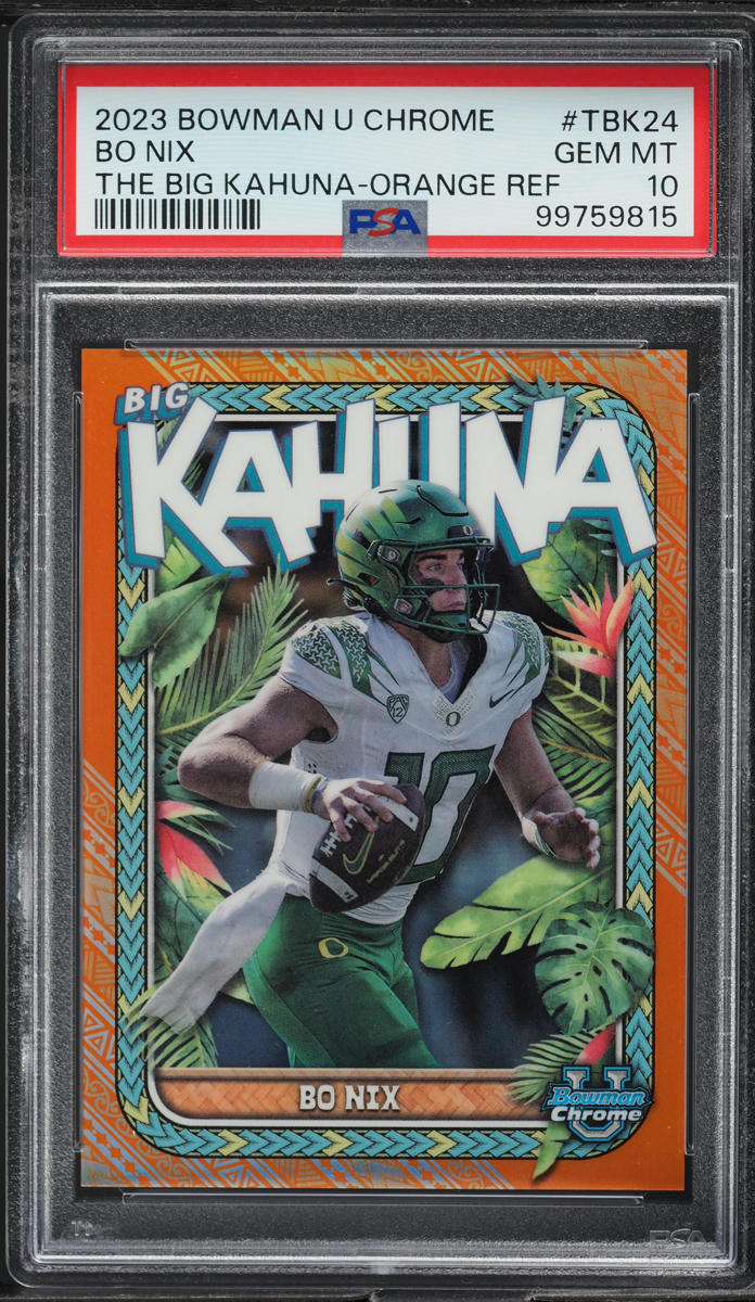 2023 Bowman Chrome University Big Kahuna Orange Refractor Bo Nix