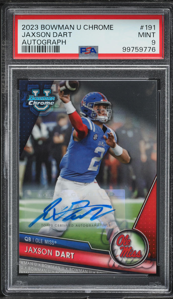 2023 Bowman Chrome University Jaxson Dart ROOKIE AUTO #191 PSA 9 MINT