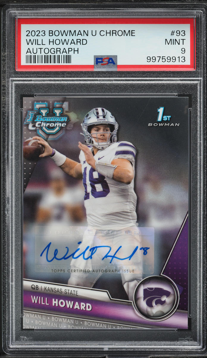 2023 Bowman Chrome University Will Howard ROOKIE AUTO #93 PSA 9 MINT