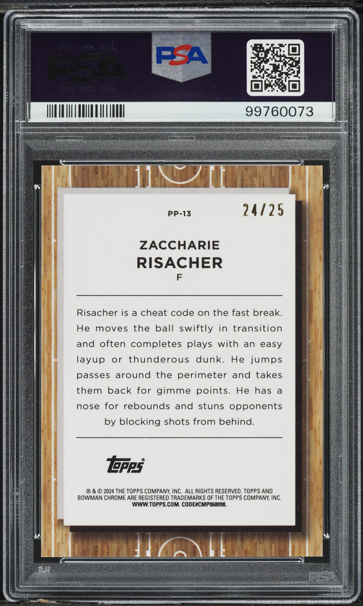 2023 Bowman Chrome U Prodigal Playmakers Orange Zaccharie Risacher RC /25 PSA 10