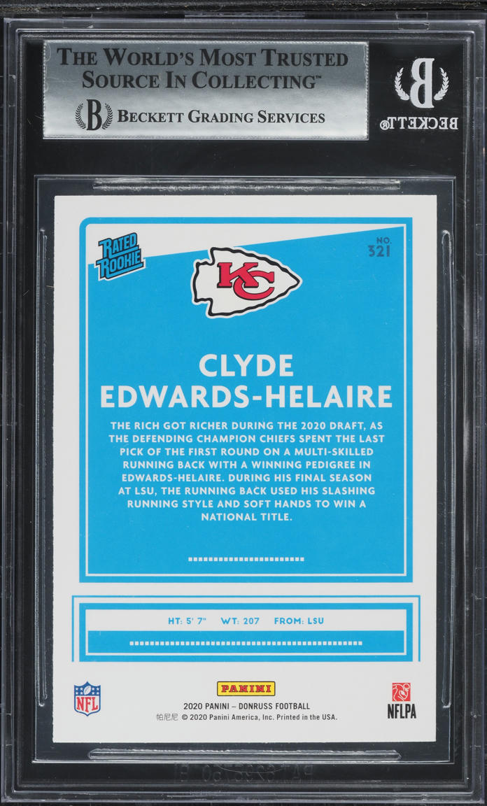 2020 Donruss Football Clyde Edwards-Helaire ROOKIE #321 BGS 9 MINT