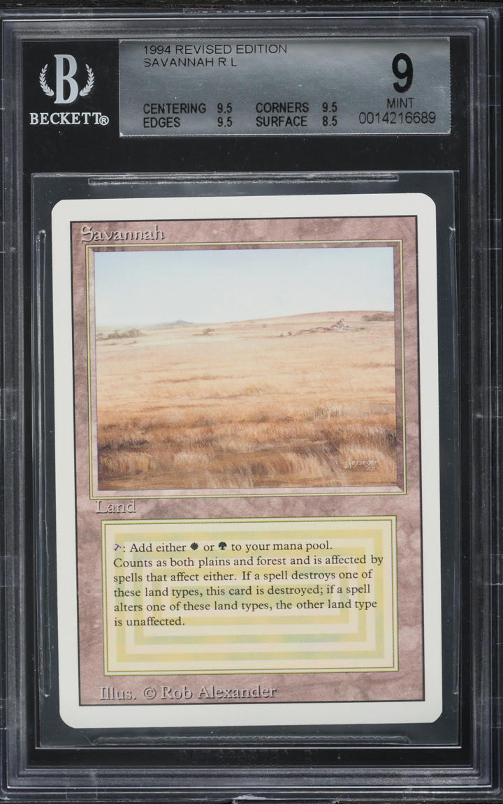 1994 Magic The Gathering MTG Revised Dual Land Savannah BGS 9 MINT on ...