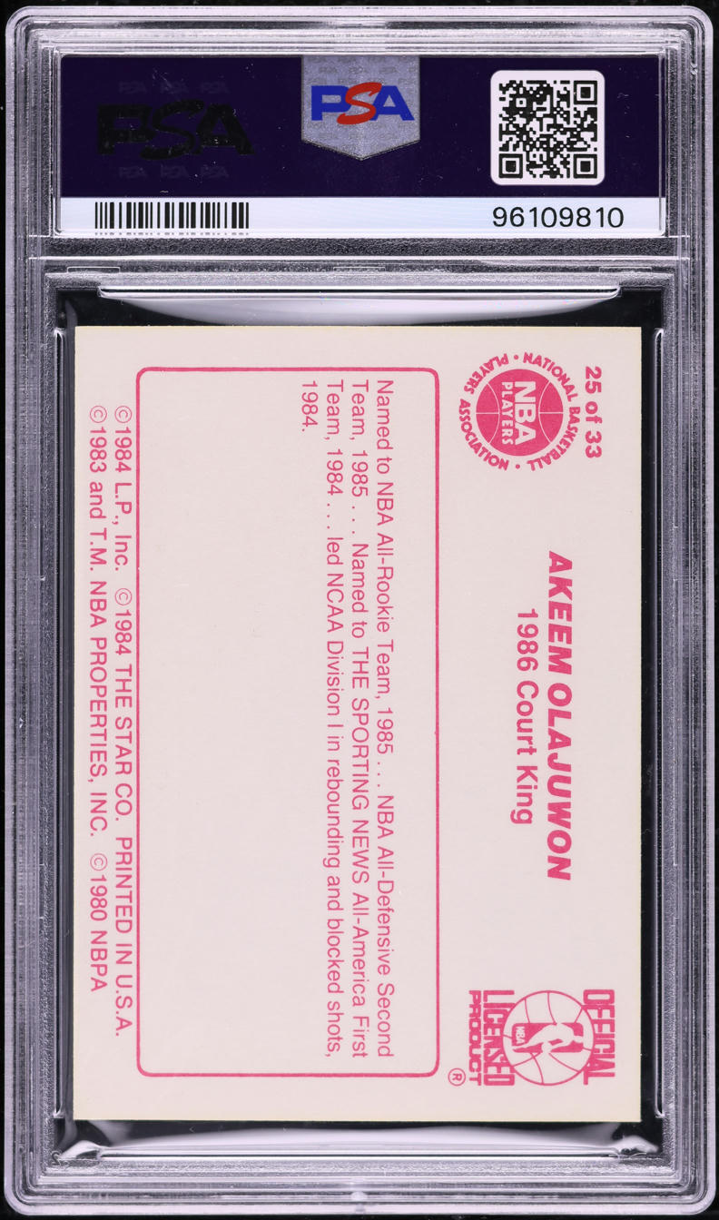 1986 Star Court Kings Hakeem Olajuwon ROOKIE #25 PSA 6 EXMT