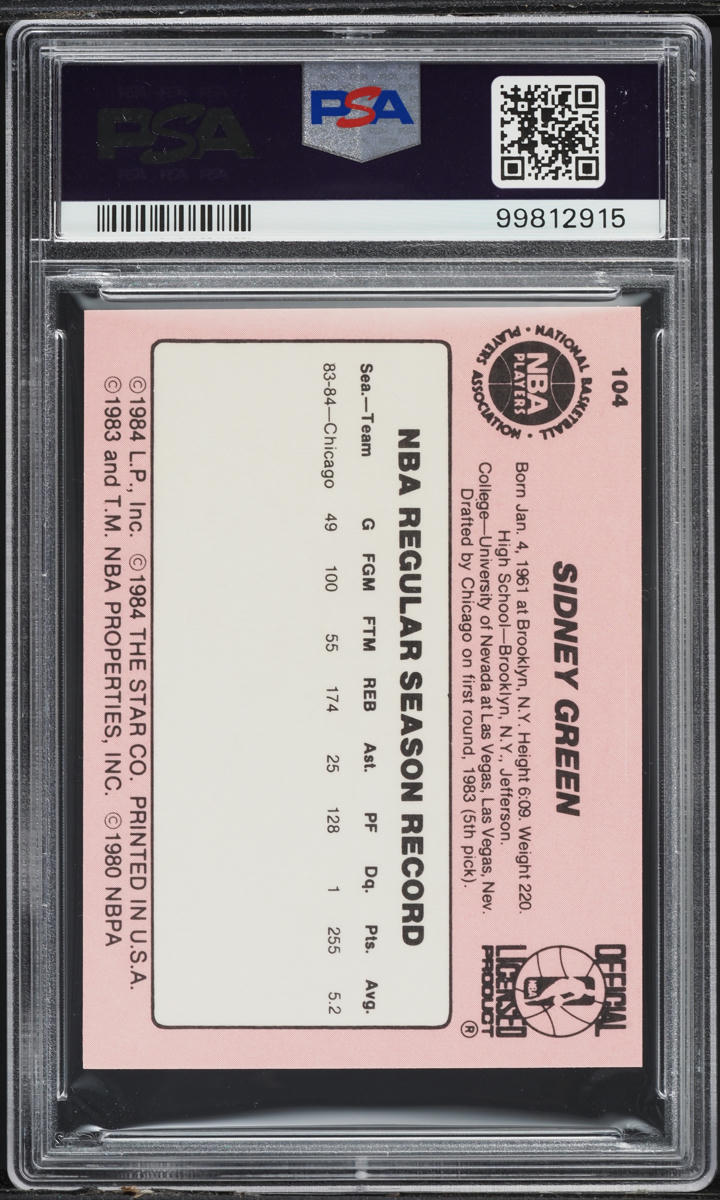 1984 Star Basketball Sidney Green #104 PSA 8 NM-MT