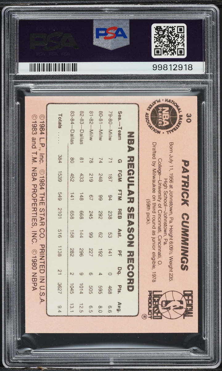 1984 Star Basketball Pat Cummings #30 PSA 8 NM-MT