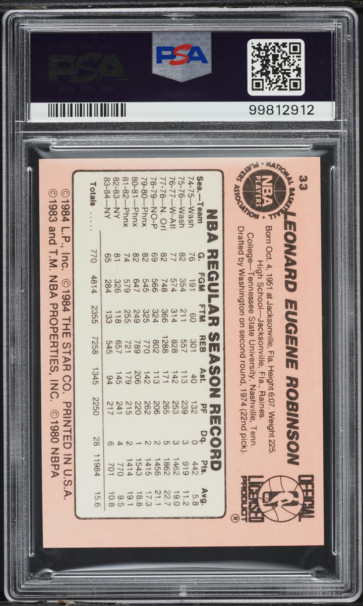 1984 Star Basketball Leonard Robinson #33 PSA 9 MINT