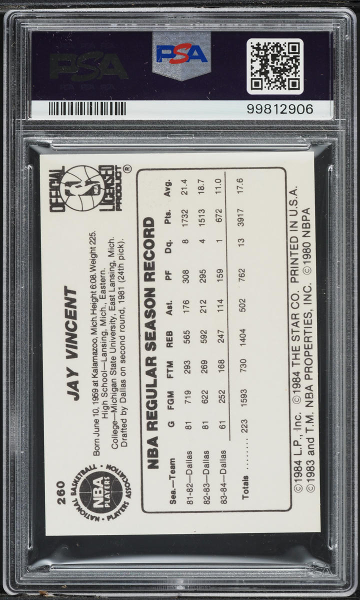 1984 Star Basketball Jay Vincent #260 PSA 7 NRMT