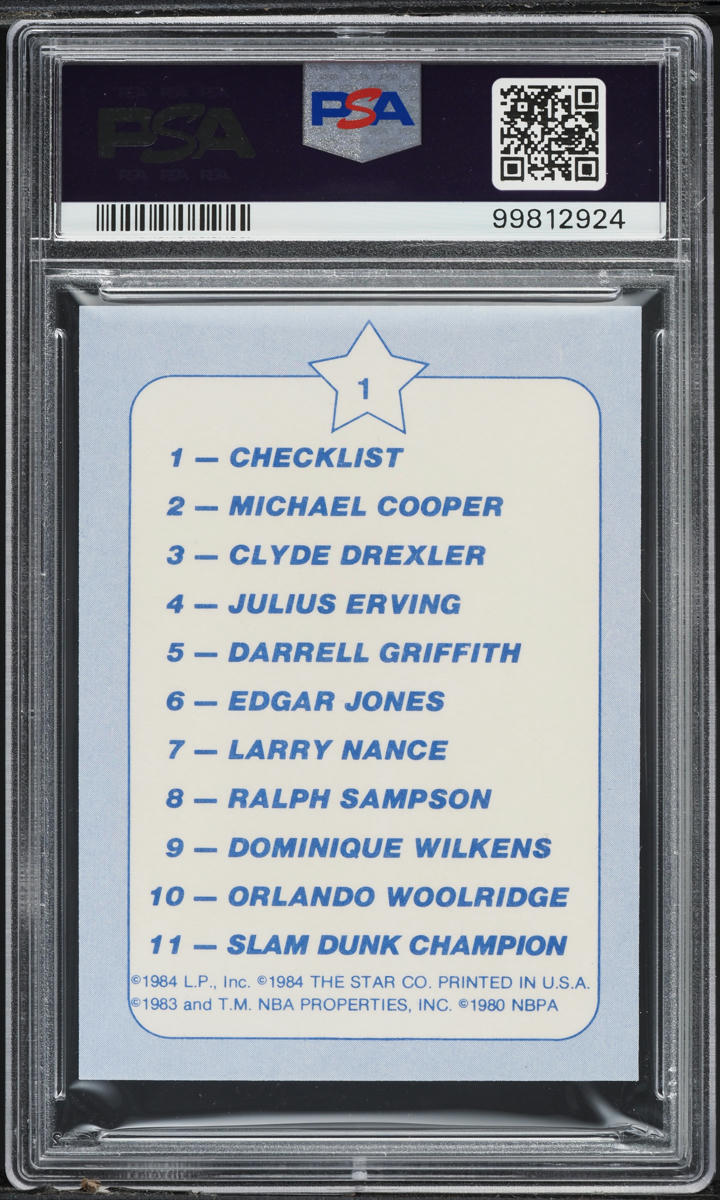 1984 Star Slam Dunk Basketball Checklist #1 PSA 9 MINT