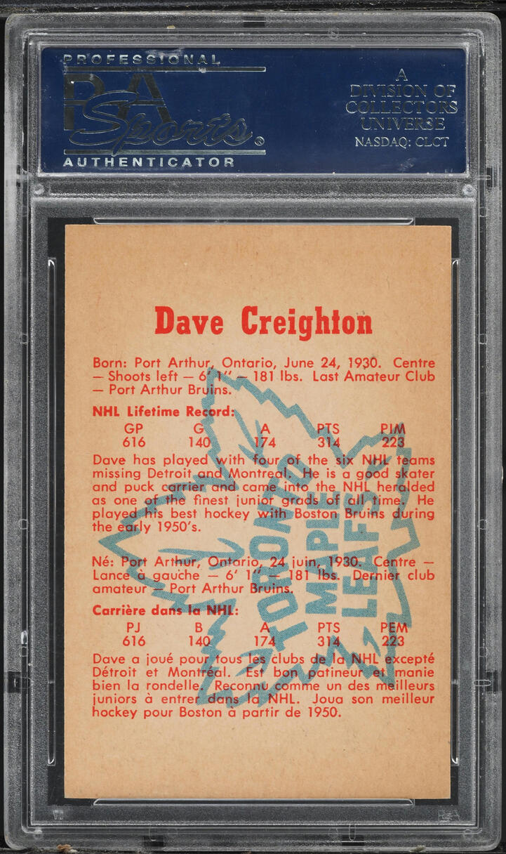 1960 Parkhurst Dave Creighton #10 PSA 8 NM-MT