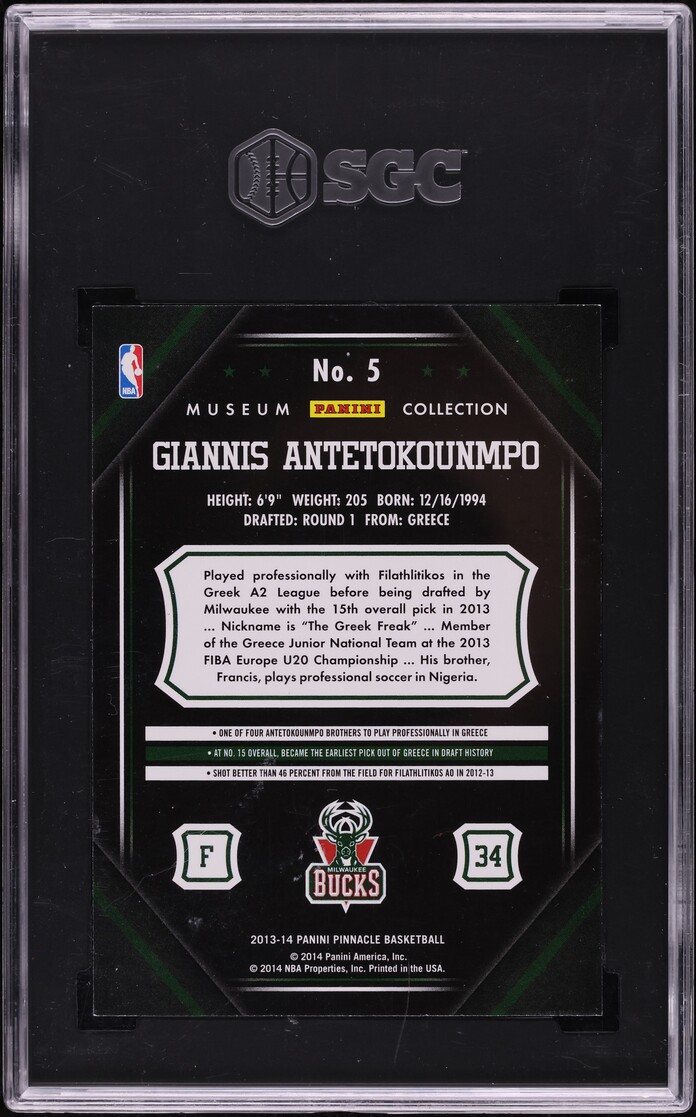 2013 Panini Pinnacle Museum Collection Giannis Antetokounmpo