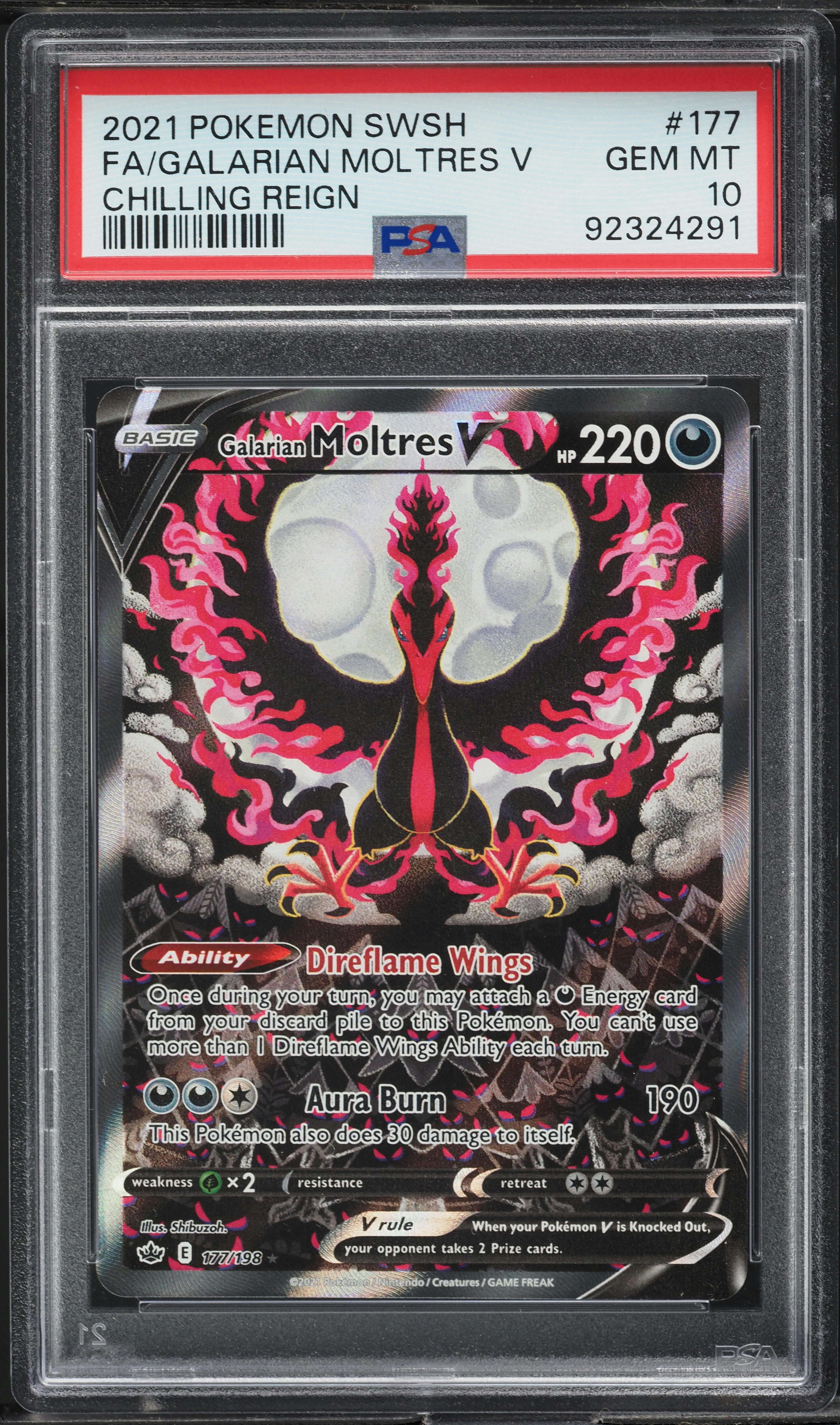 2021 Pokemon SWSH Chilling Reign Full Art Galarian Moltres V #177