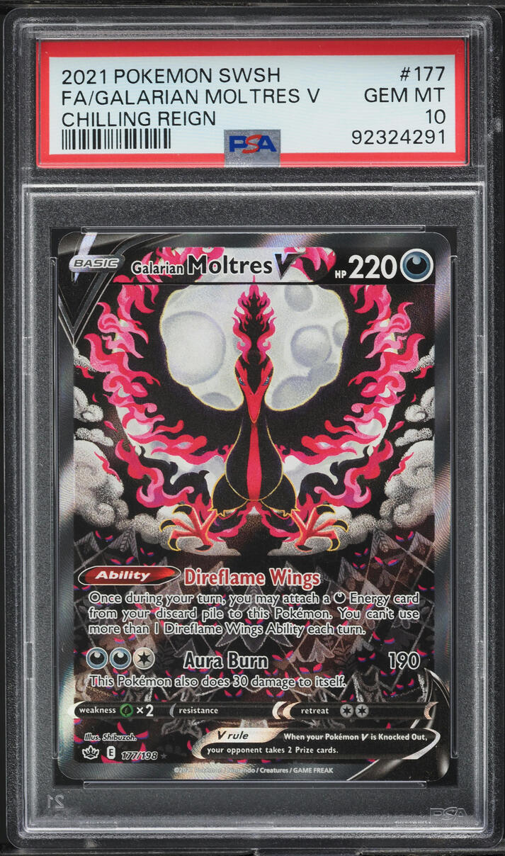 2021 Pokemon SWSH Chilling Reign Full Art Galarian Moltres V #177