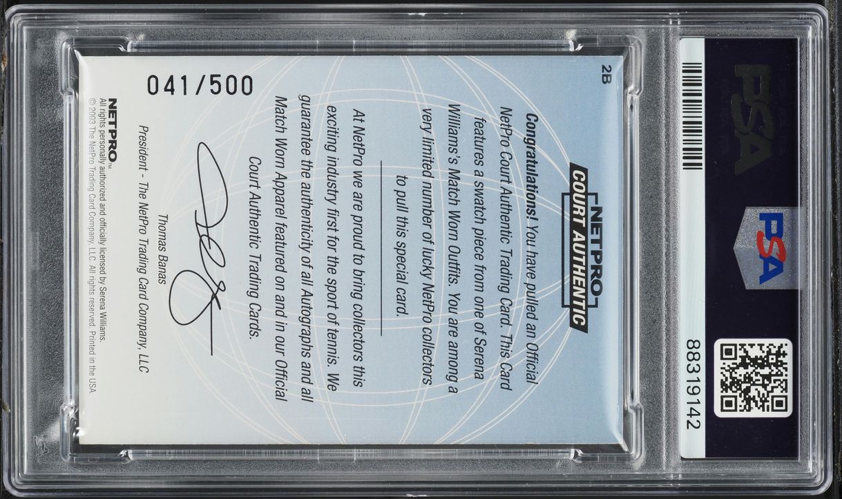 2003 Netpro International Match Worn Serena Williams ROOKIE PATCH /500 #2B PSA 7