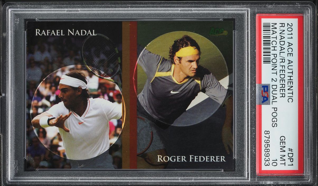 2011 Ace Authentic Match Point Dual Pogs Rafael Nadal Roger Federer PSA 10 GEM