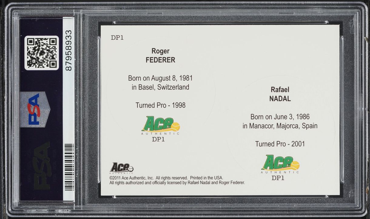 2011 Ace Authentic Match Point Dual Pogs Rafael Nadal Roger Federer PSA 10 GEM