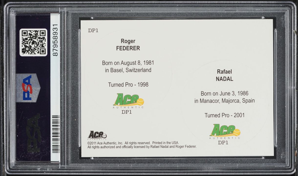 2011 Ace Authentic Match Point Dual Pogs Rafael Nadal Roger Federer PSA 10 GEM