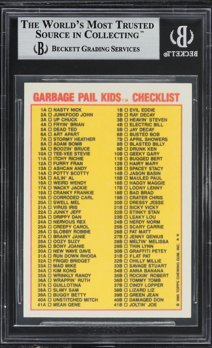 1985 Garbage Pail Kids Matte Back Adam Bomb #8A BGS 8.5 NM-MT+