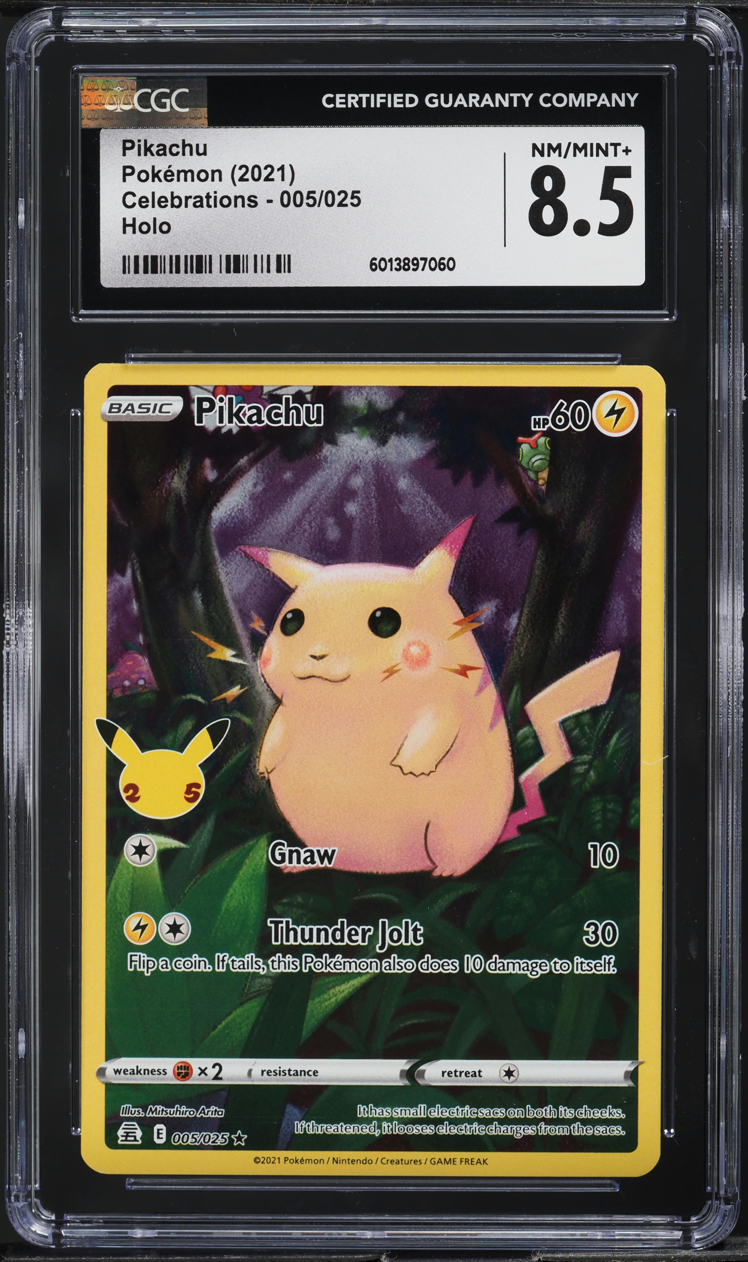 2021 Pokemon SWSH Celebrations Holo Pikachu #005 CGC 8.5 NM-MT+ on