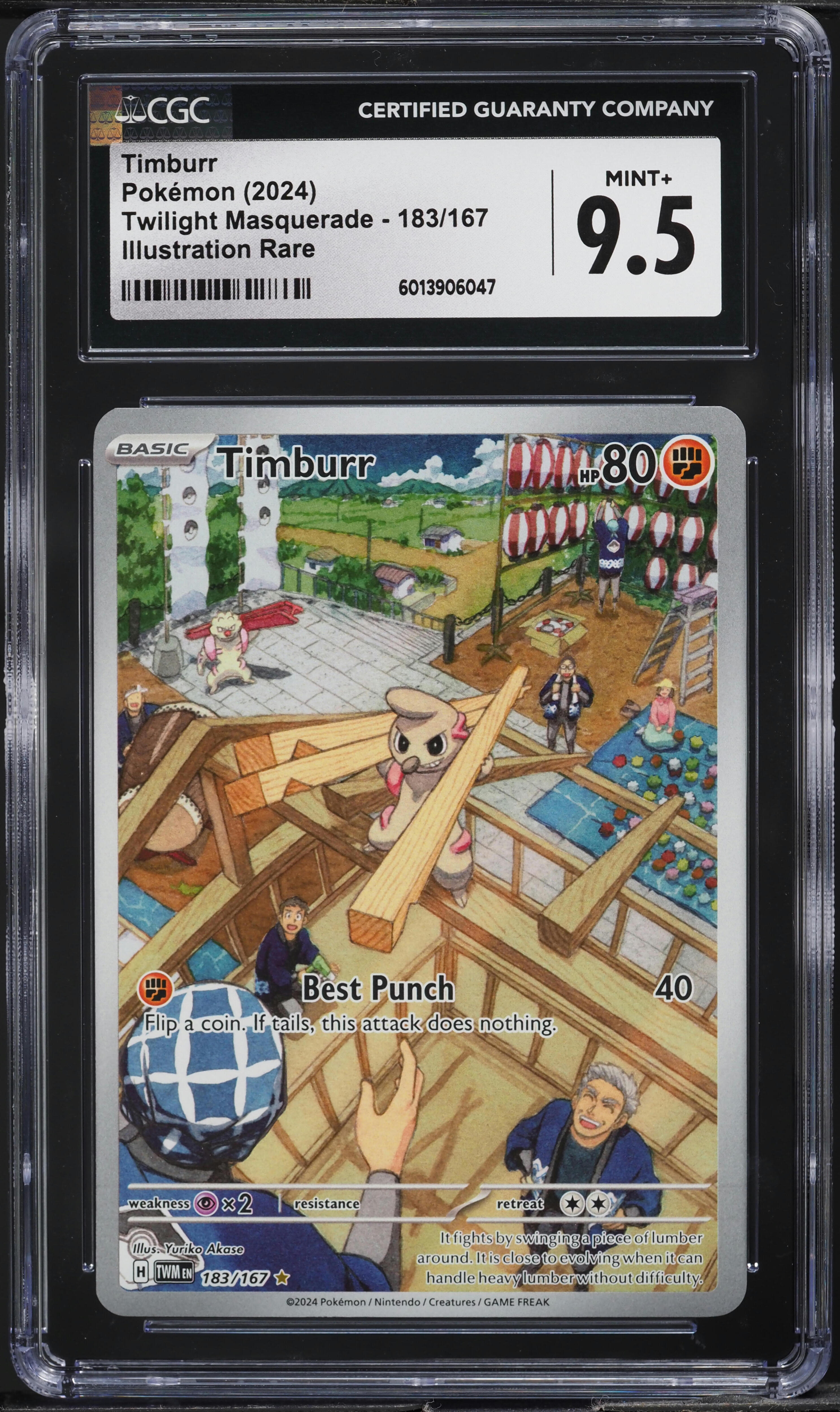 timburr pokemon card value 2024 SV Twilight Masquerade Art Rare #183 CGC 9.5 MINT+ on Fanatics Collect 125/086 / Illustration Rare Card Type / HP / Stage Pokemon Black & White 58/114