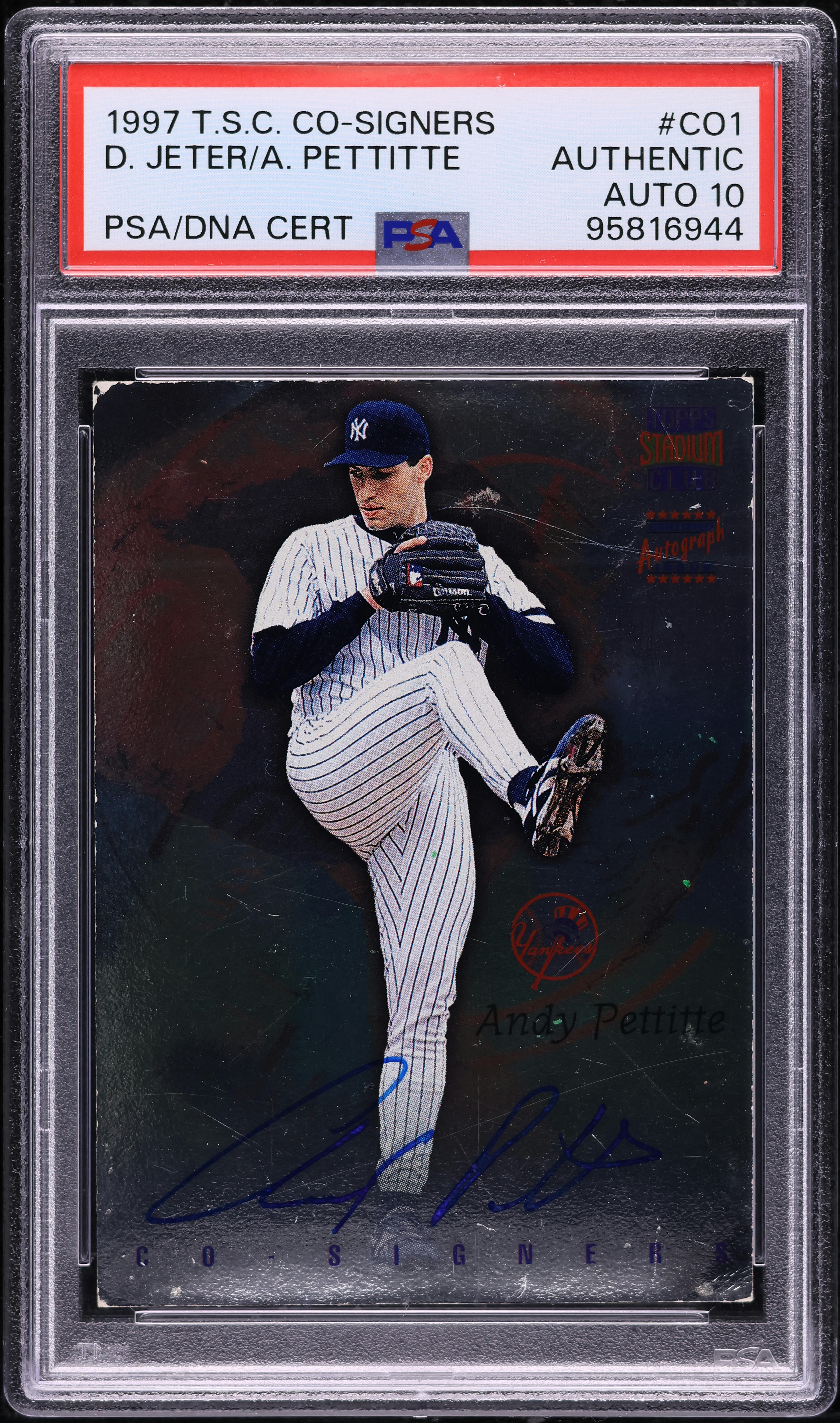 1997 Stadium Club Co-Signers Andy Pettitte Derek Jeter AUTO DNA 10 