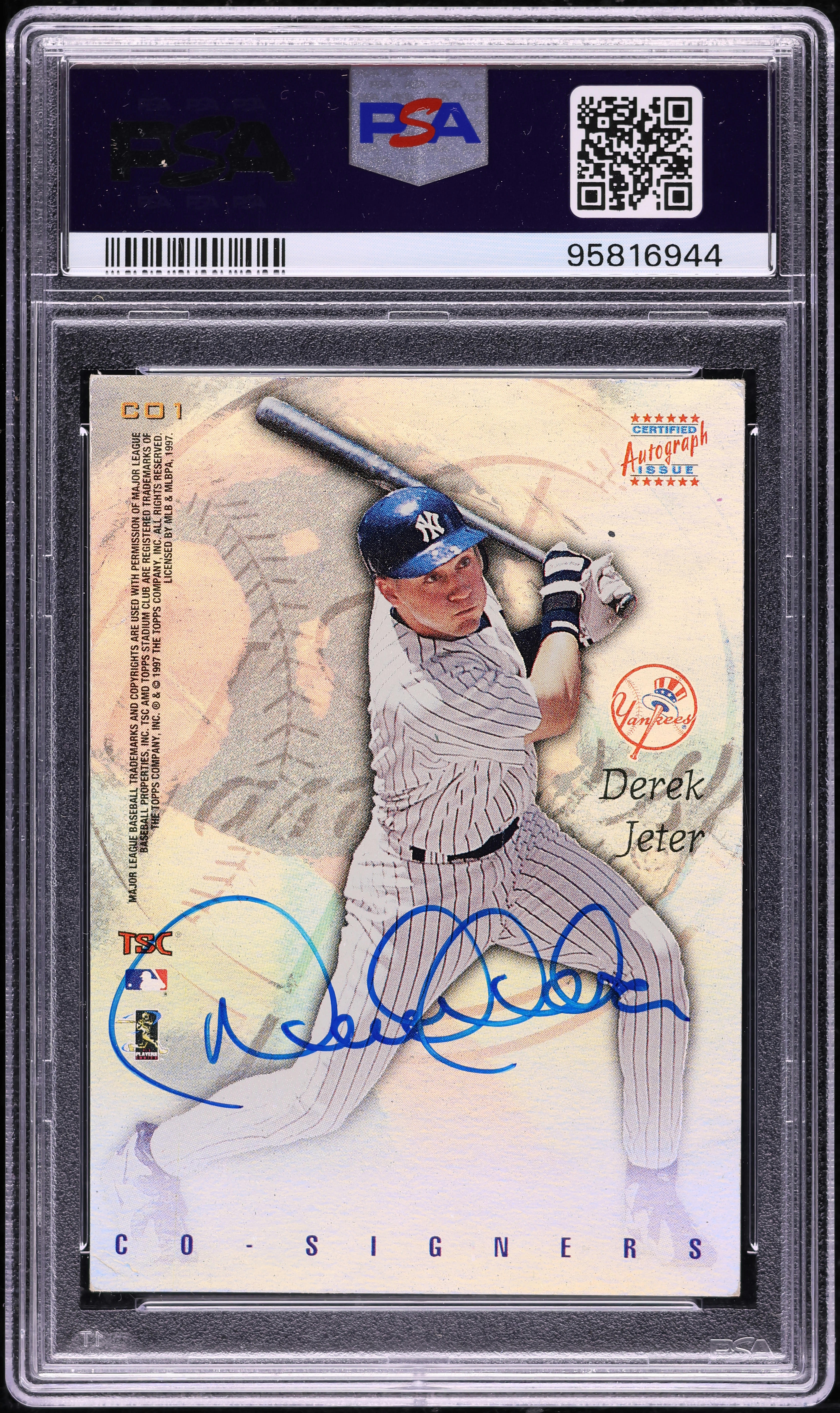 1997 Stadium Club Co-Signers Andy Pettitte Derek Jeter AUTO DNA 10 