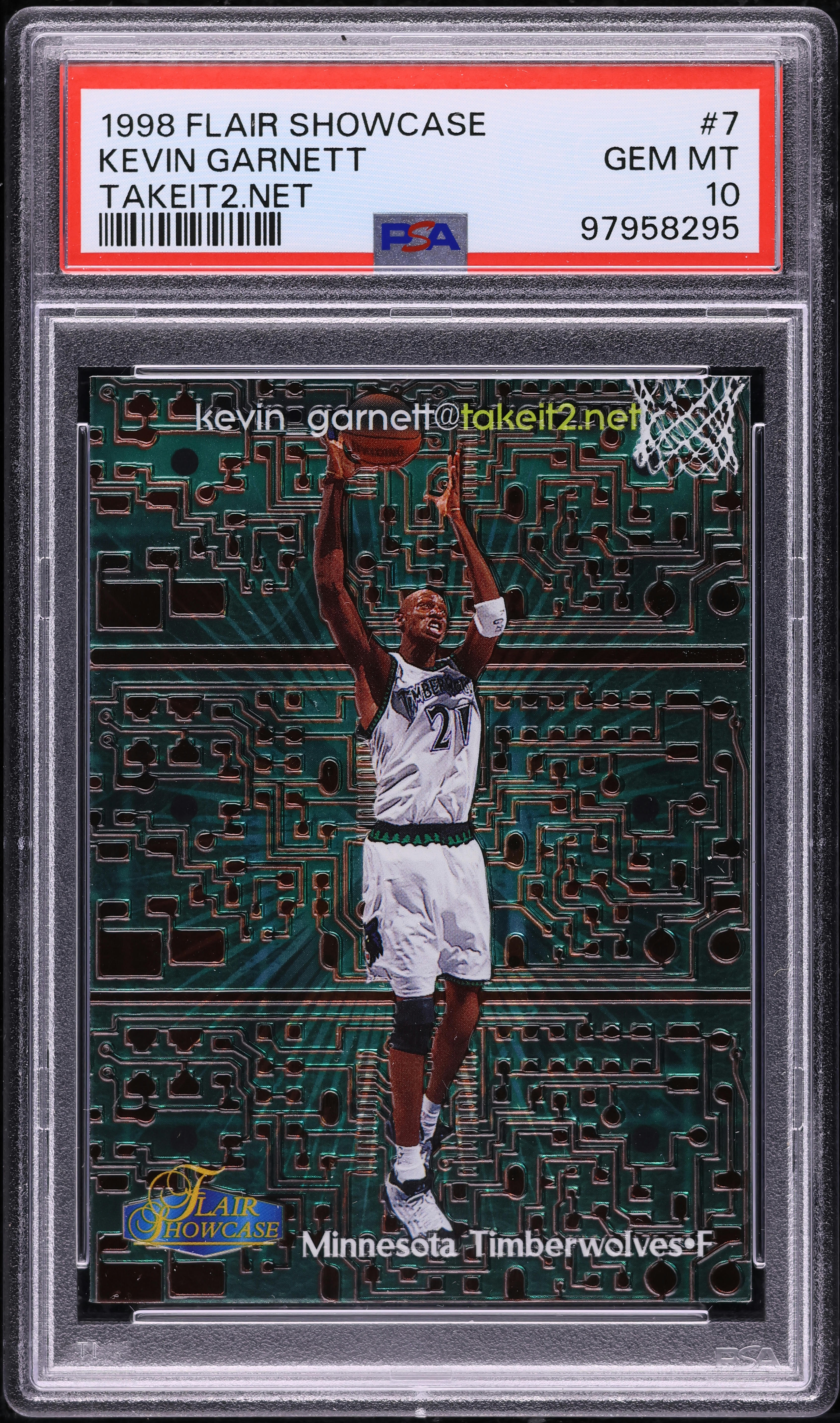 1998 Flair Showcase Takeit2.Net Kevin Garnett /1000 #7 PSA 10 GEM