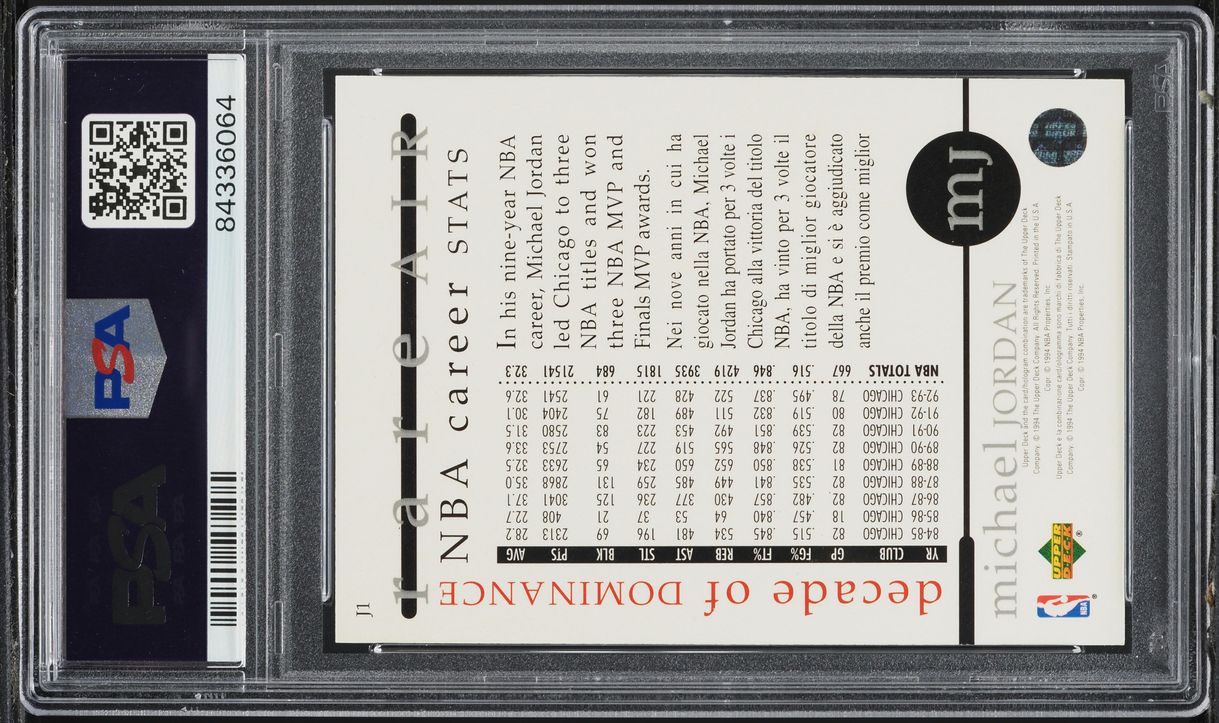 1994 Upper Deck MJ Rare Air Decade Of Dominance Michael Jordan #J1 PSA 9 MINT