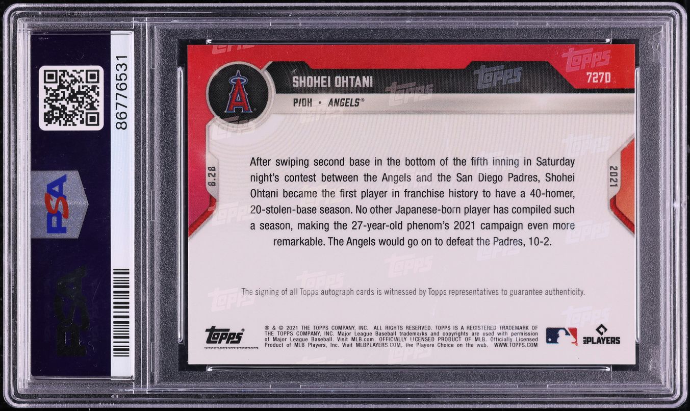 2021 Topps Now Red Shohei Ohtani AUTO /10 #727D PSA 10 GEM MINT