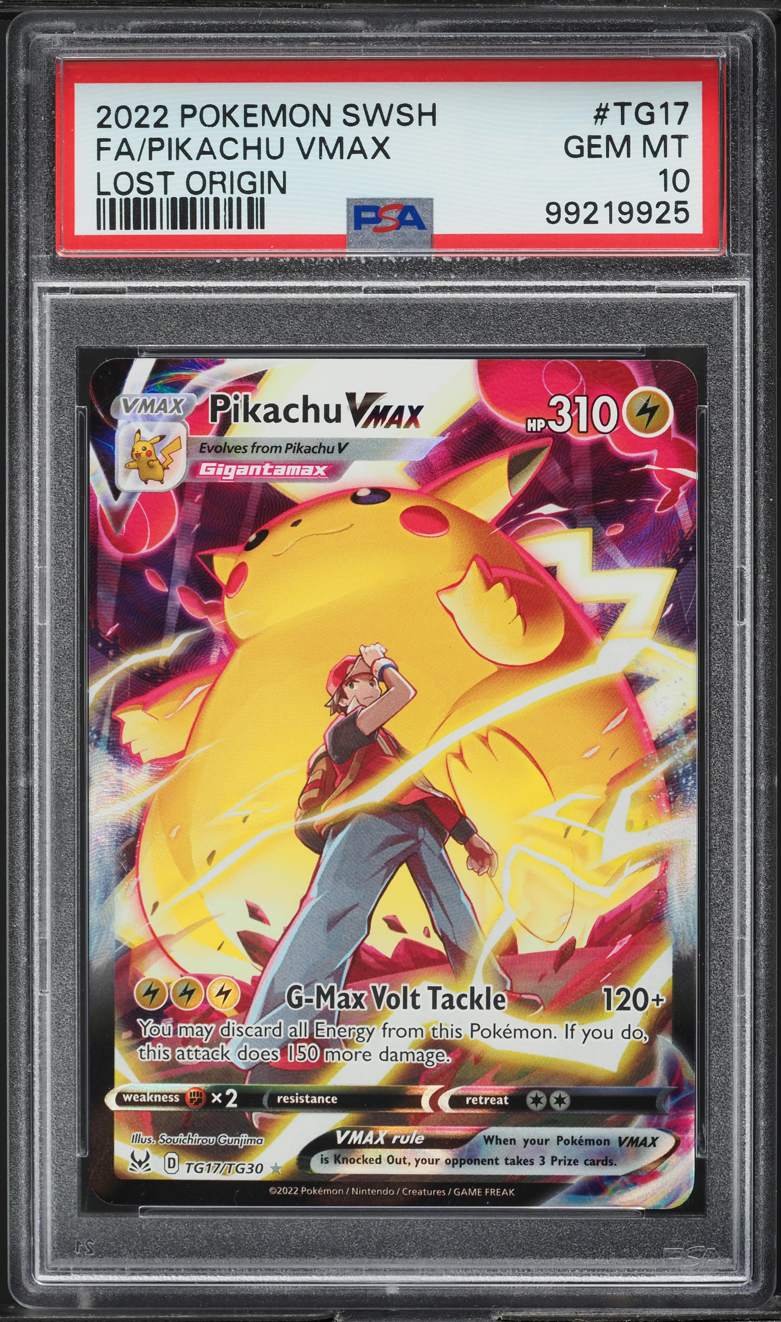 2022 Pokemon SWSH Lost Origin Full Art Pikachu VMAX #TG17 PSA 10