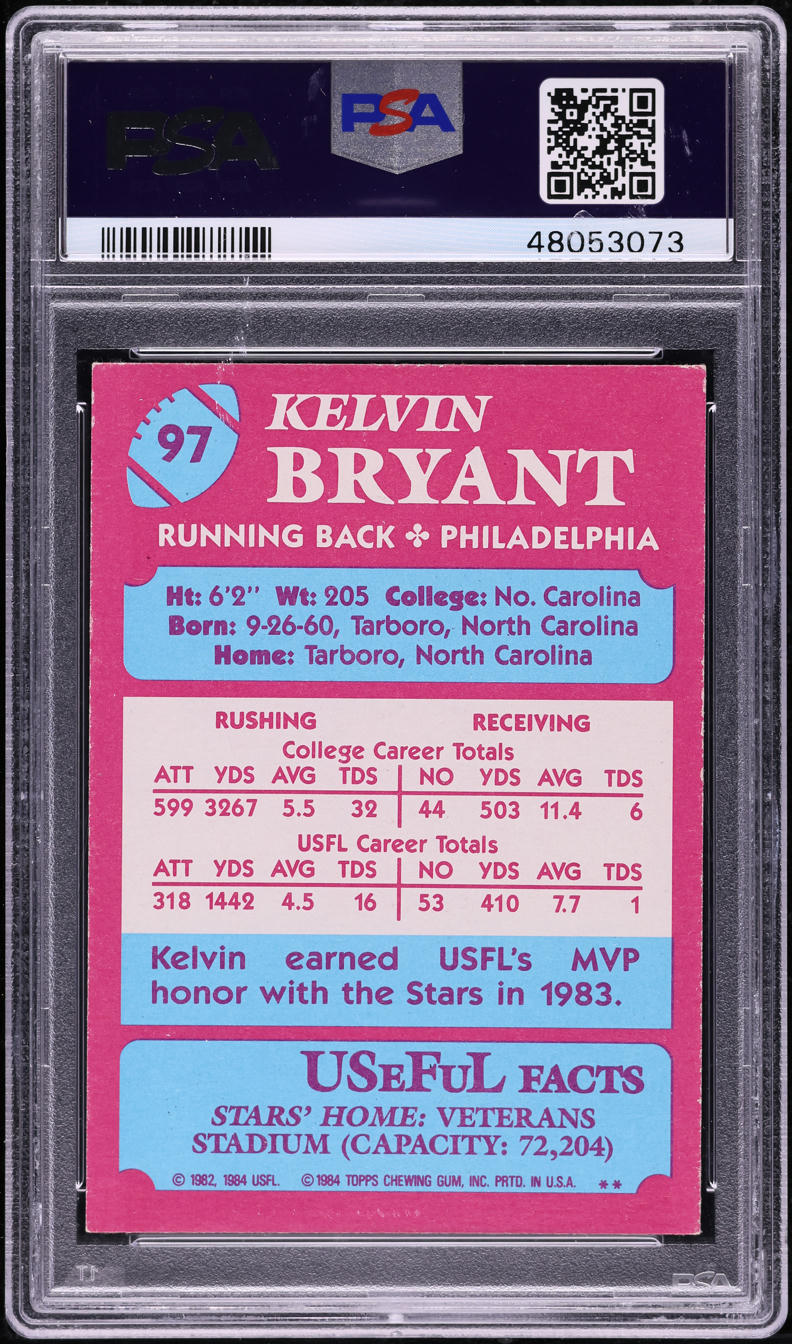 1984 Topps USFL Football Kelvin Bryant #97 PSA 5 EX