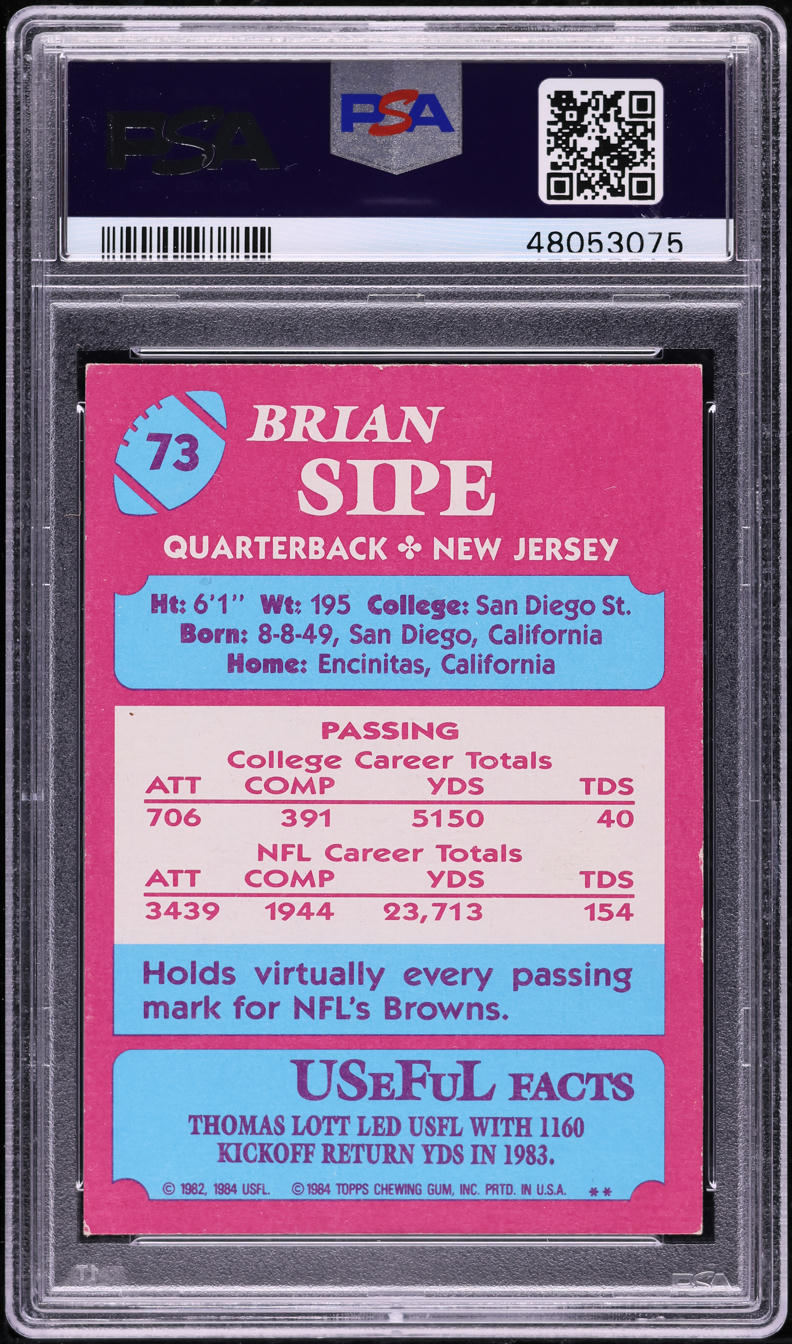 1984 Topps USFL Football Brian Sipe #73 PSA 5 EX