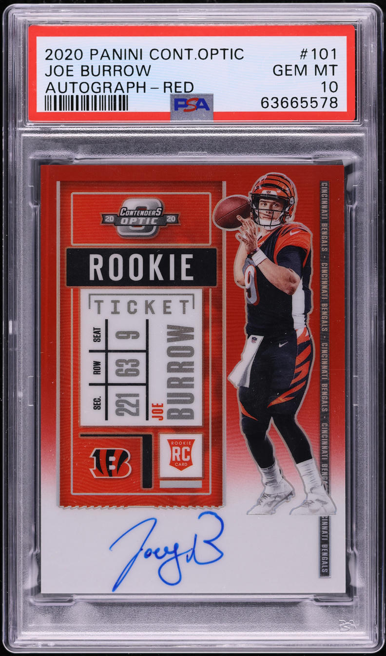 2020 Panini Contenders Optic Red Joe Burrow ROOKIE AUTO /199 #101 PSA 10 GEM