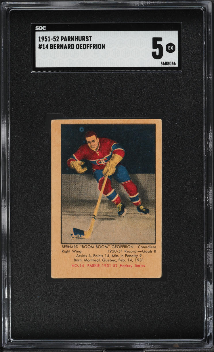 1951 Parkhurst Boom Boom Geoffrion ROOKIE #14 SGC 5 EX