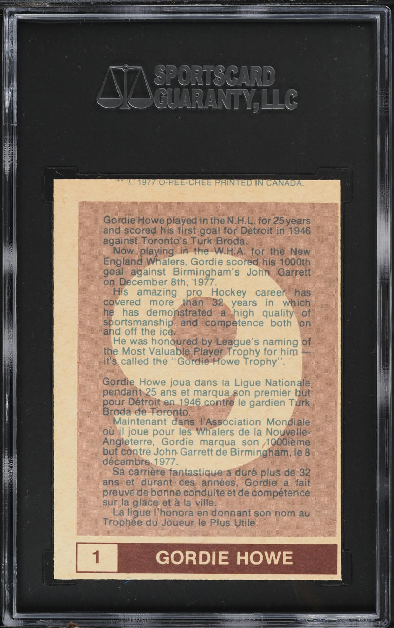 1977 O-Pee-Chee WHA Hockey Gordie Howe #1 SGC 7.5 NRMT+