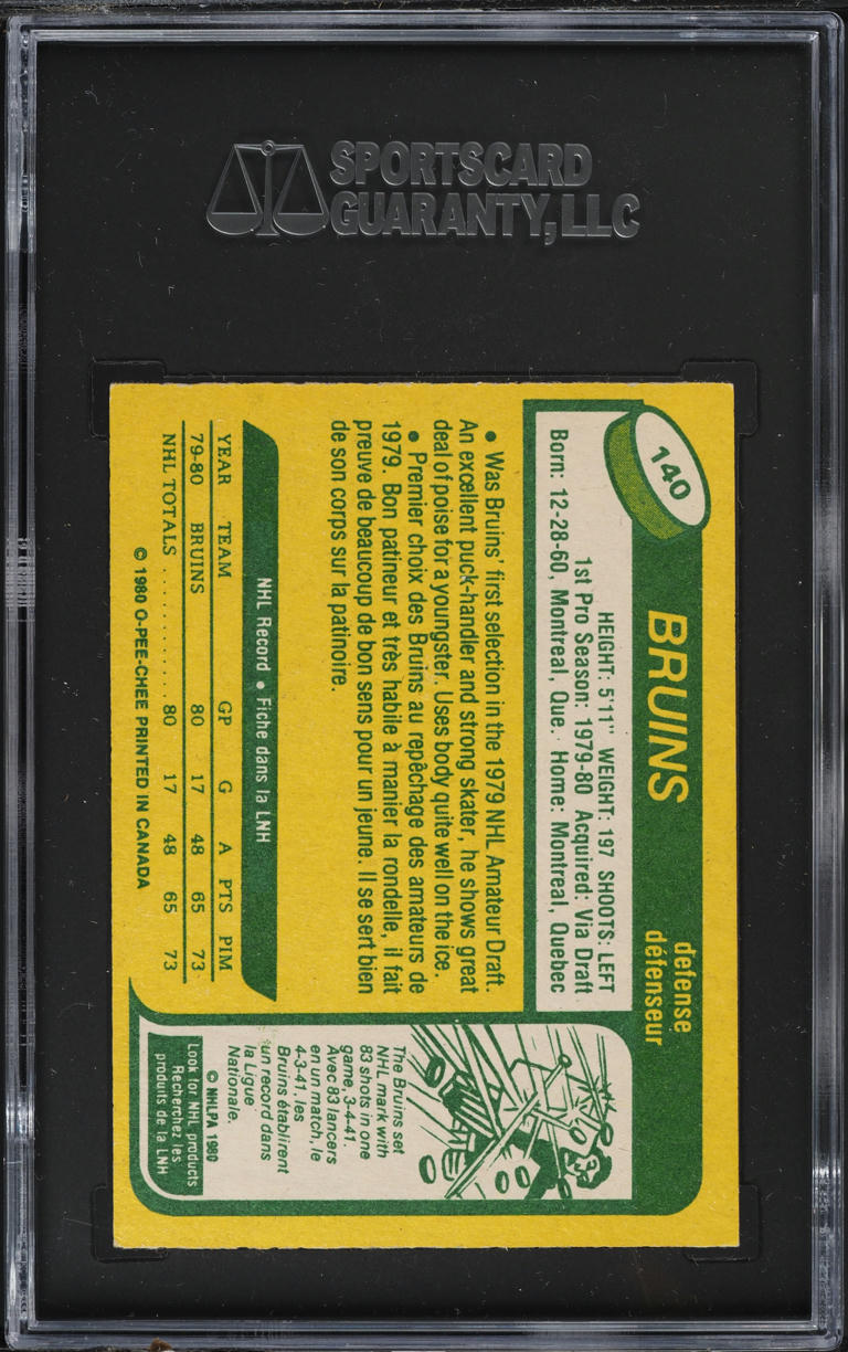 1980 O-Pee-Chee Hockey Ray Bourque ROOKIE #140 SGC 7 NRMT
