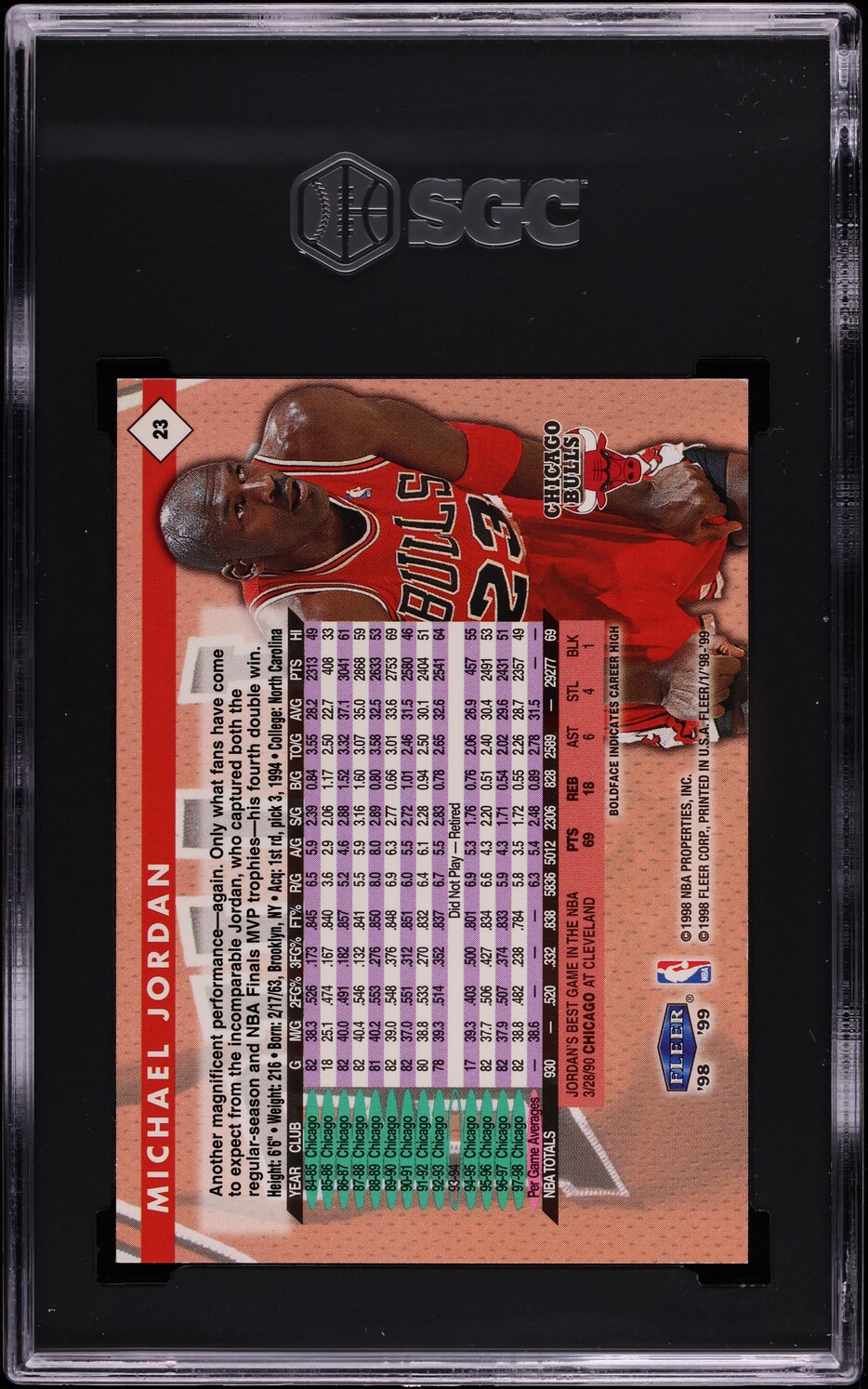 1998 Fleer Tradition Michael Jordan #23 SGC 7 NRMT
