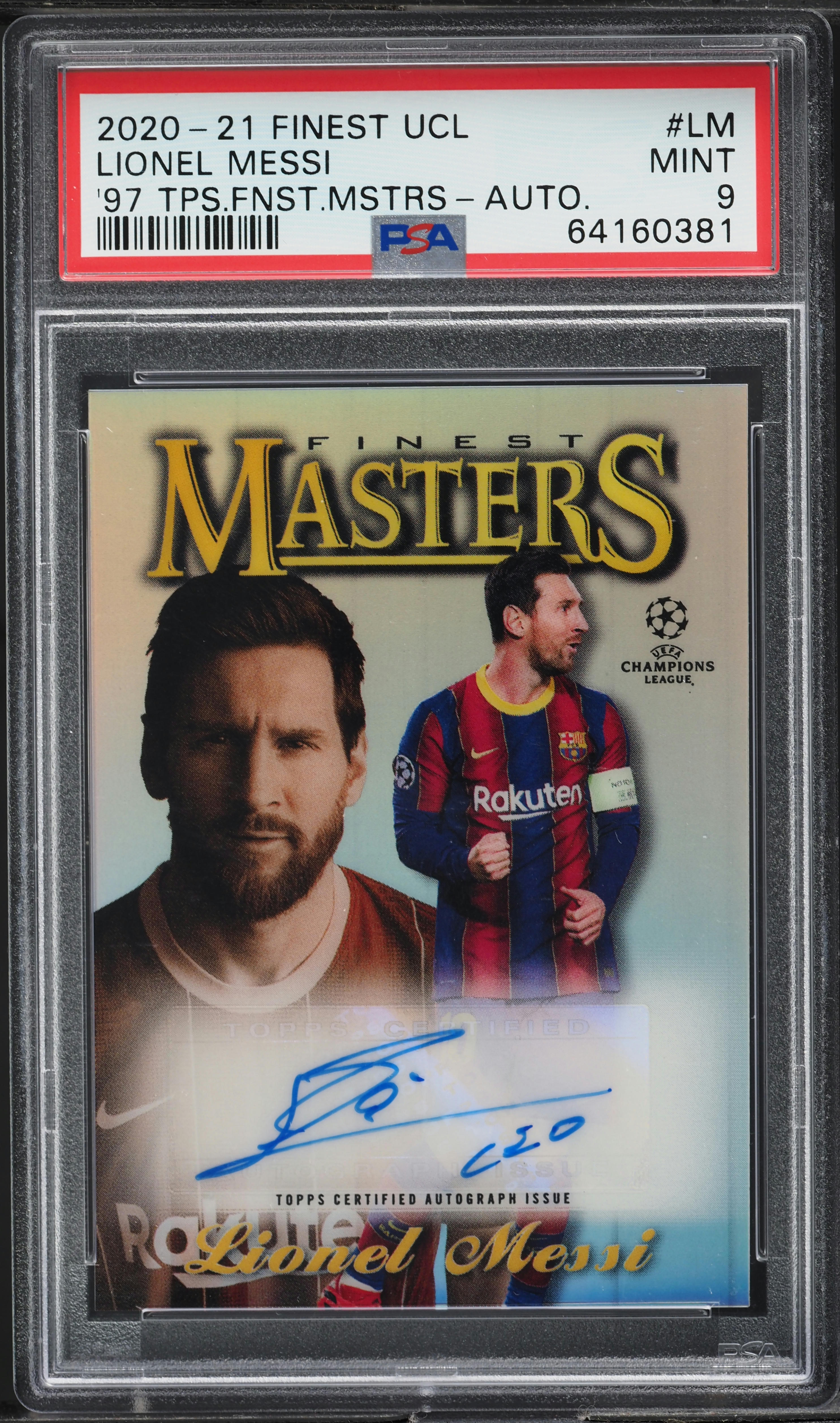 2020 Finest UEFA '97 Finest Masters Lionel Messi AUTO /25 #LM PSA