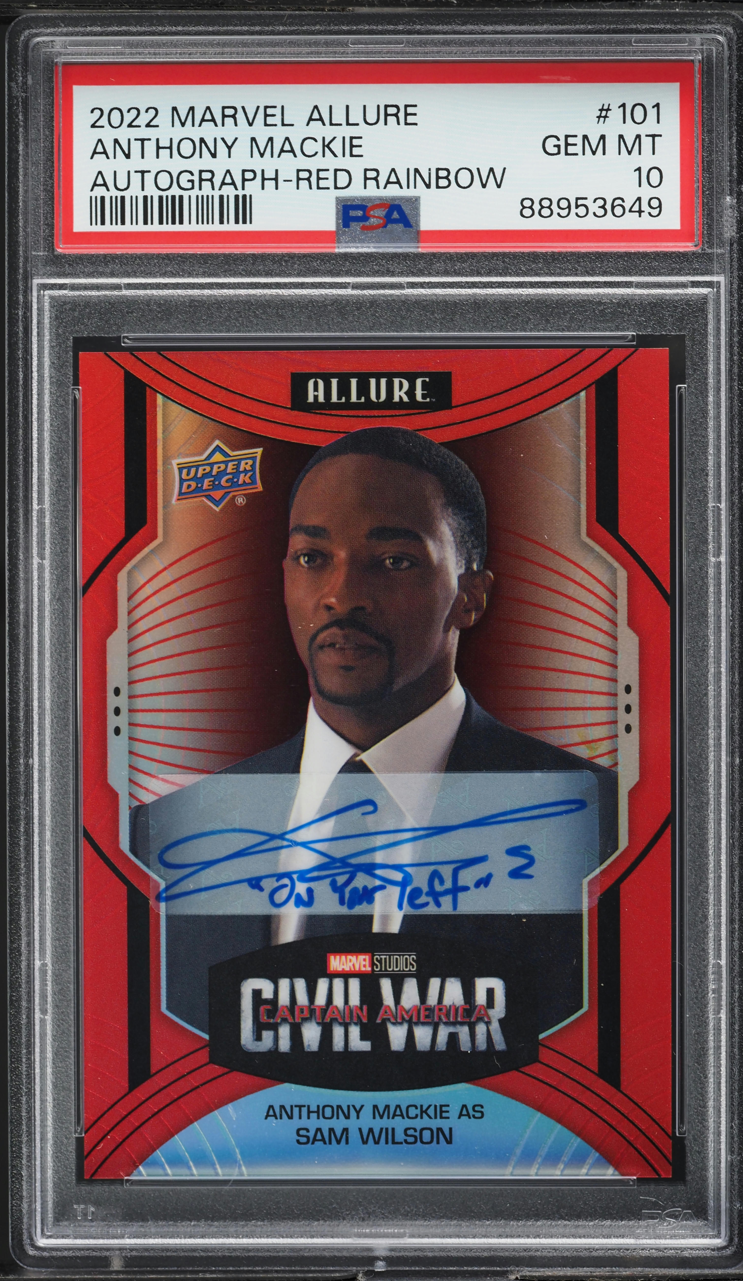 2022 Upper Deck Marvel Allure Red Rainbow Anthony Mackie AUTO #101