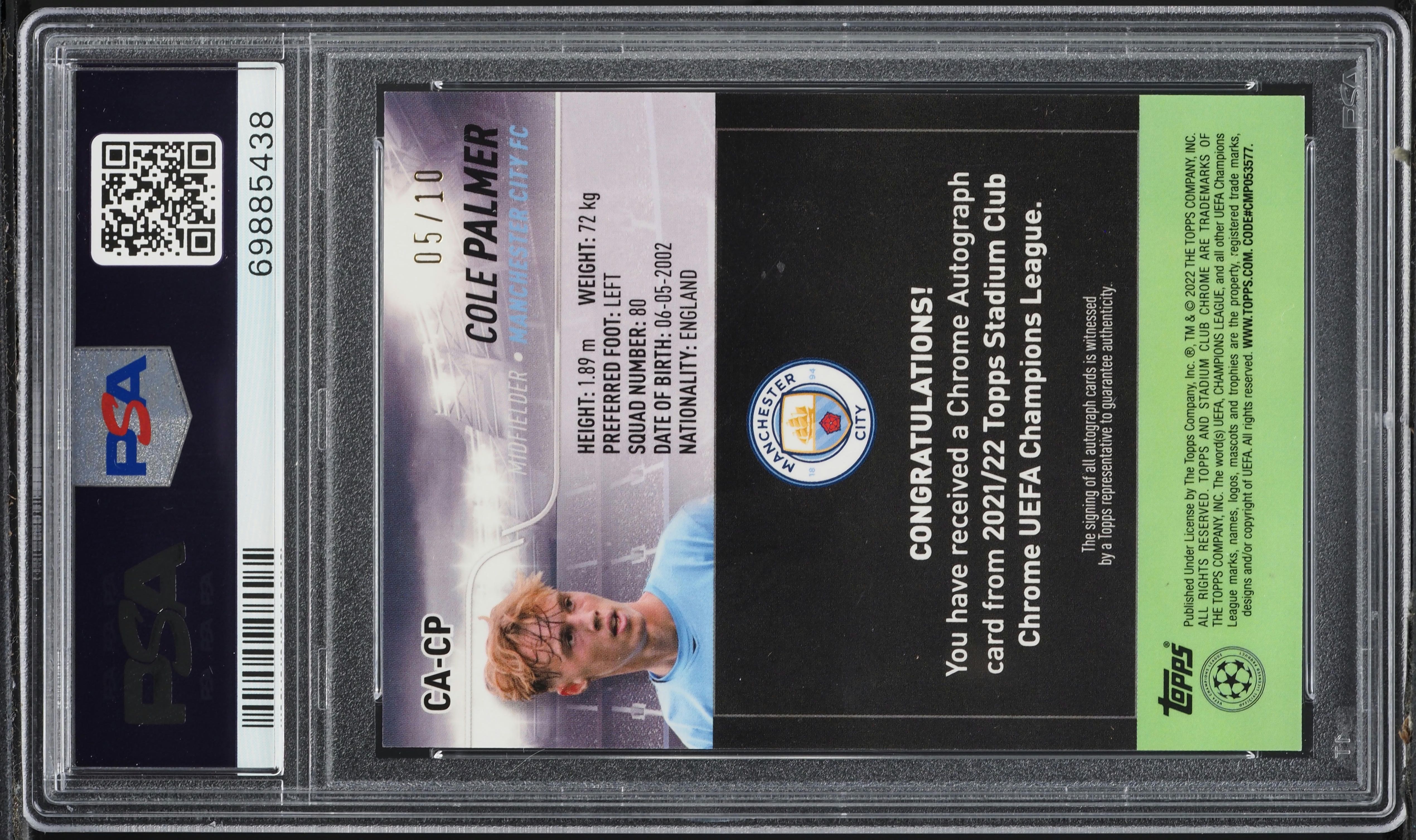 2021 Topps Stadium Club Chrome UEFA Black Cole Palmer ROOKIE AUTO