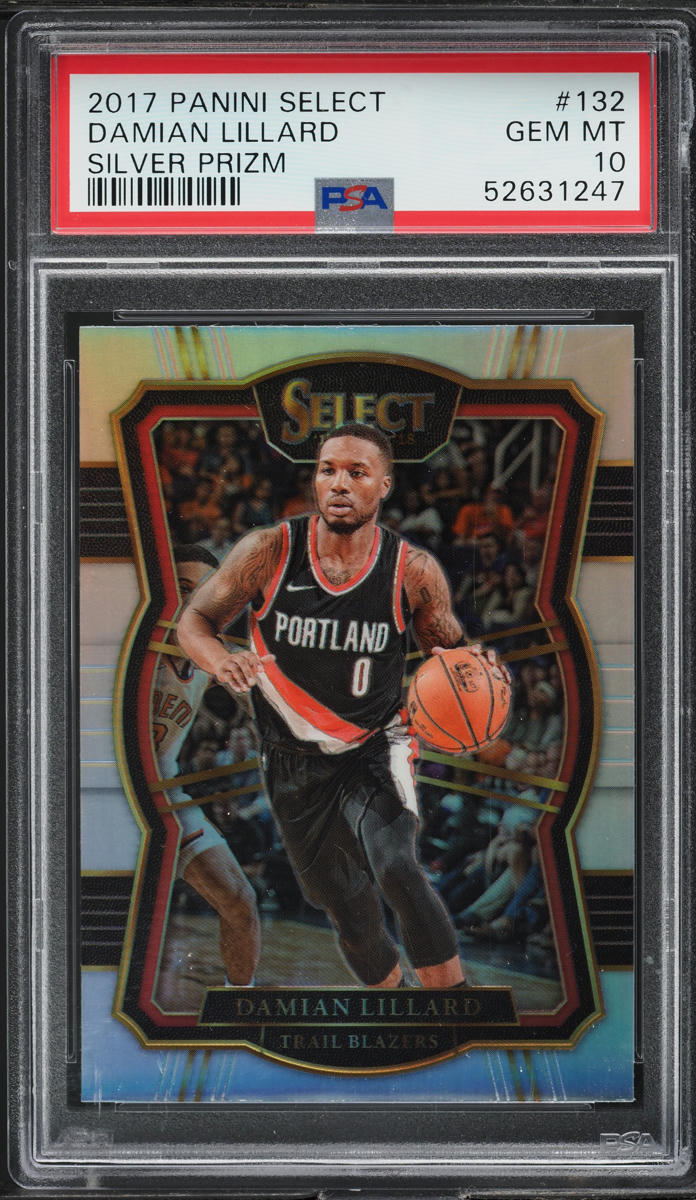 2017 Select Premier Level Silver Prizm Damian Lillard #132 PSA 10 GEM MINT