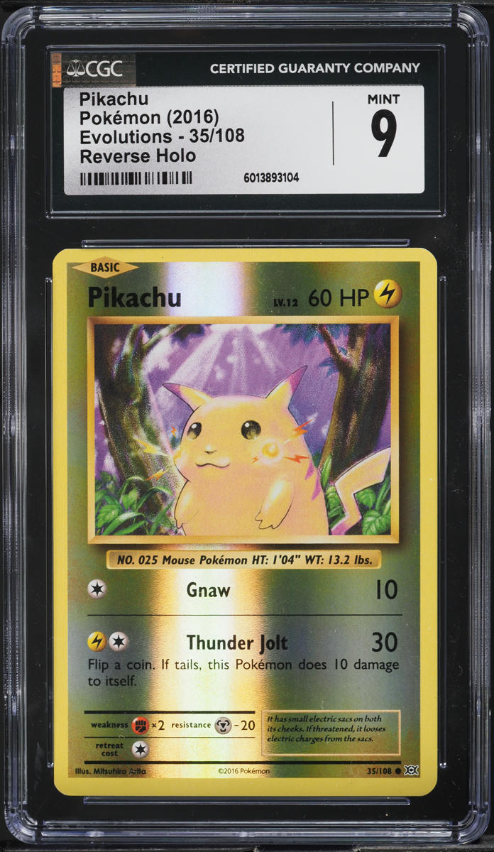 2016 Pokemon XY Evolutions Reverse Holo Pikachu #35 CGC 9 MINT