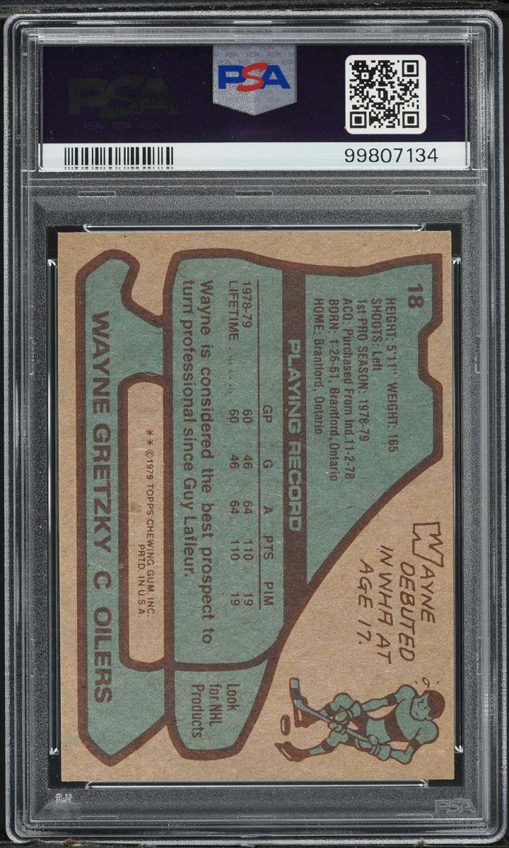 1979 Topps Hockey Wayne Gretzky ROOKIE #18 PSA AUTH