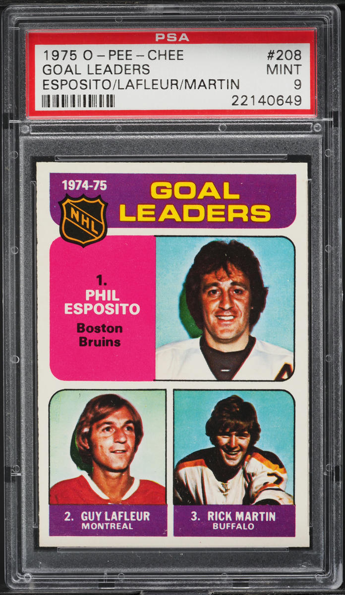 1975 O-Pee-Chee Hockey Phil Esposito Guy Lafleur Martin LDRS #208 PSA 9 MINT