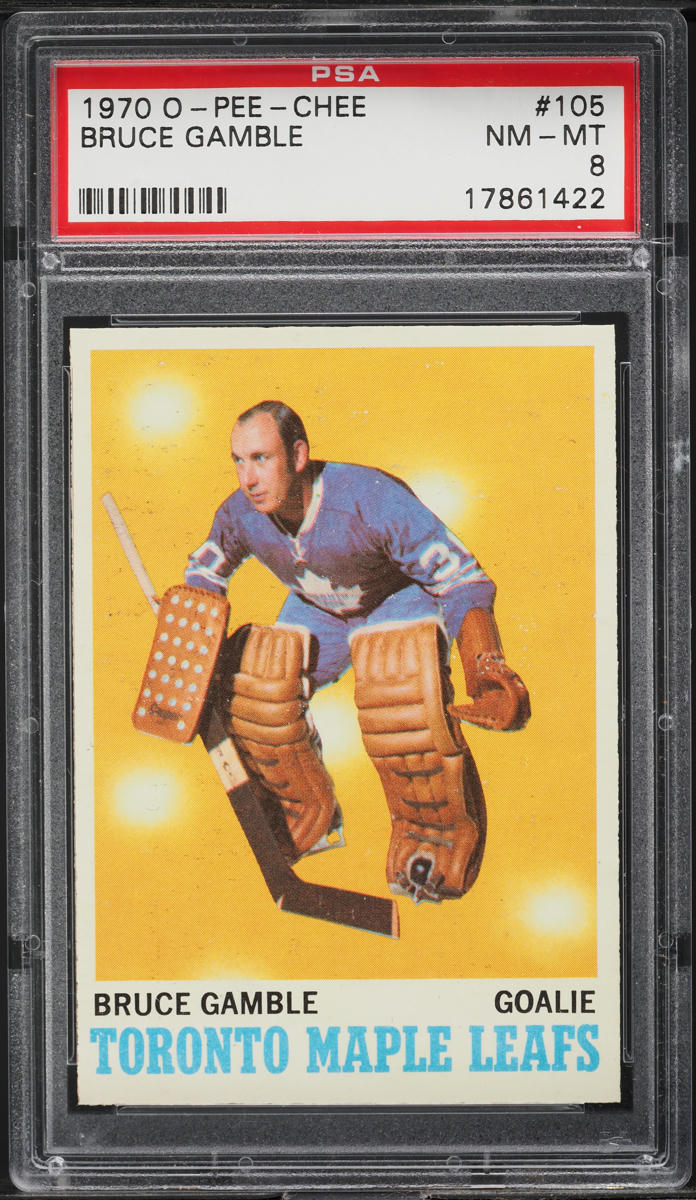 1970 O-Pee-Chee Hockey Bruce Gamble #105 PSA 8 NM-MT