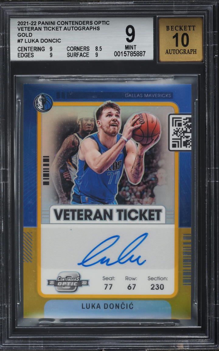 2021 Panini Contenders Optic Veteran Ticket Gold Luka Doncic AUTO /10 #7 BGS 9