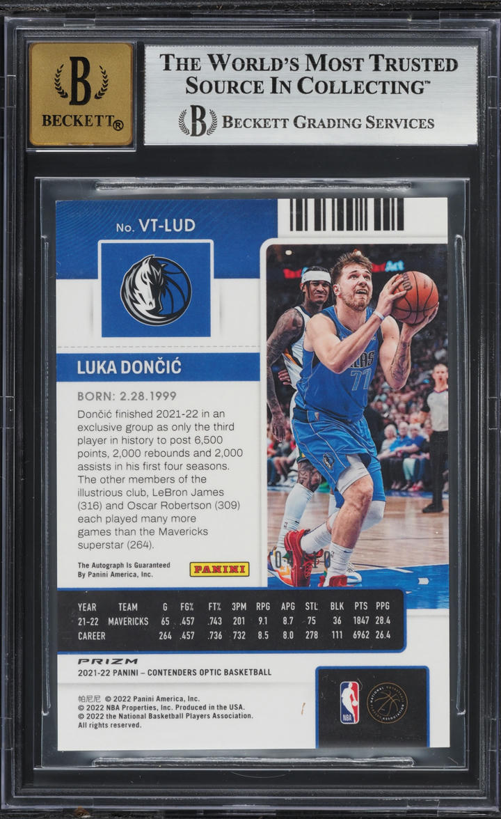 2021 Panini Contenders Optic Veteran Ticket Gold Luka Doncic AUTO /10 #7 BGS 9